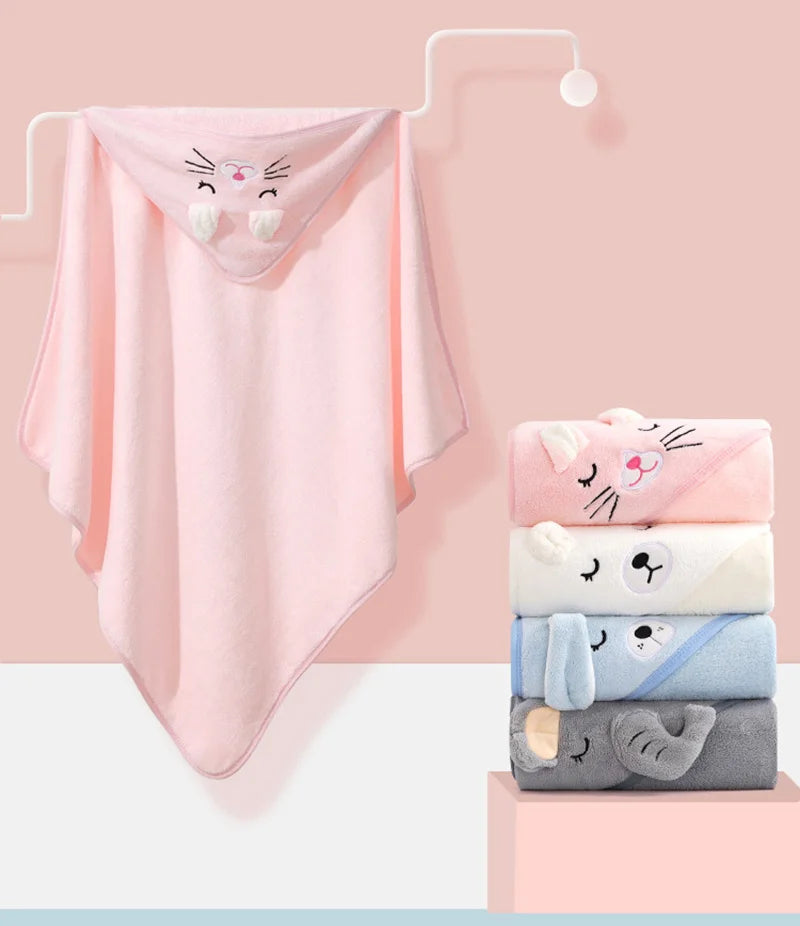 Cartoon Animal Baby Bath Towels Soft Newborn Hooded Towel