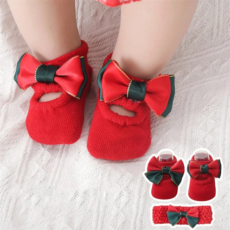 Adorable Christmas Baby Girl Non-Slip Socks with Grips Socks