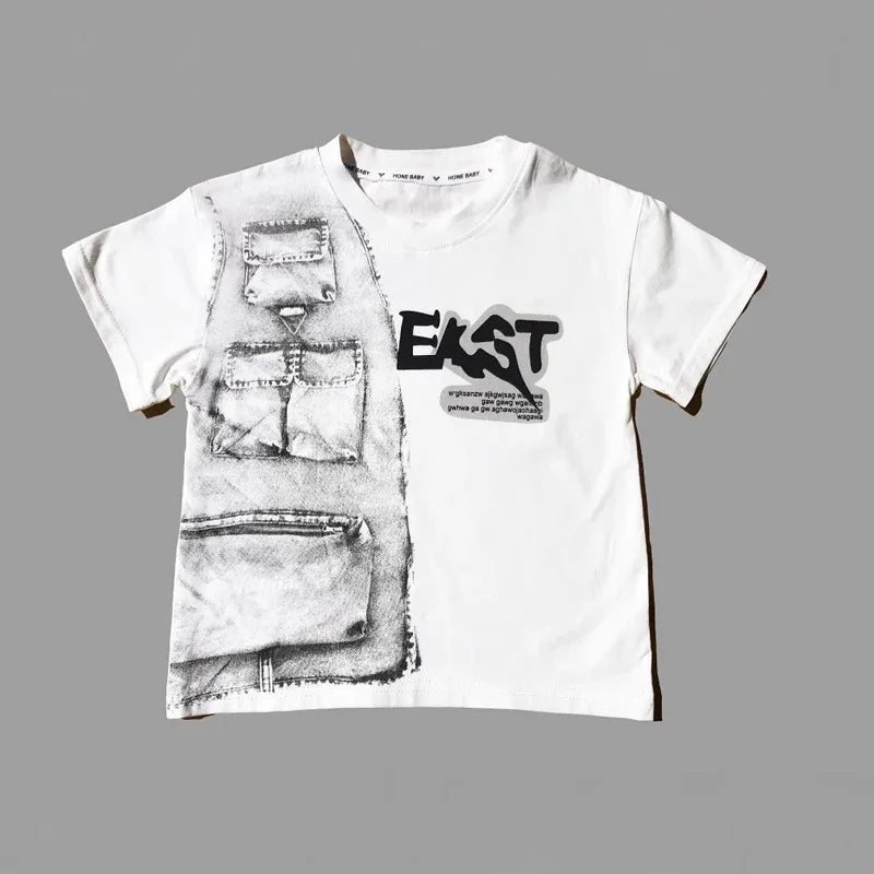 Boys Summer Clothing Set Letter Print Short Sleeved Shorts For Kids