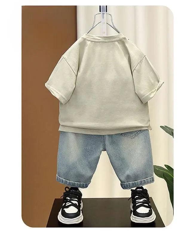 Boys Summer Clothing Set Letter Print Short Sleeved Shorts For Kids