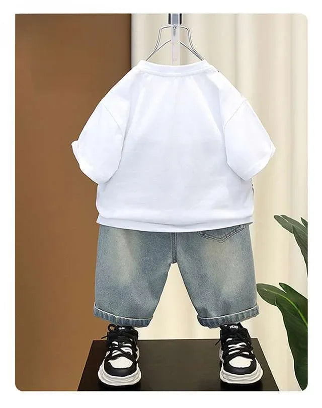 Boys Summer Clothing Set Letter Print Short Sleeved Shorts For Kids