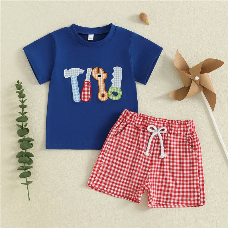 Baby Kids Boys Summer Outfits Embroidery Short Sleeves T-Shirt