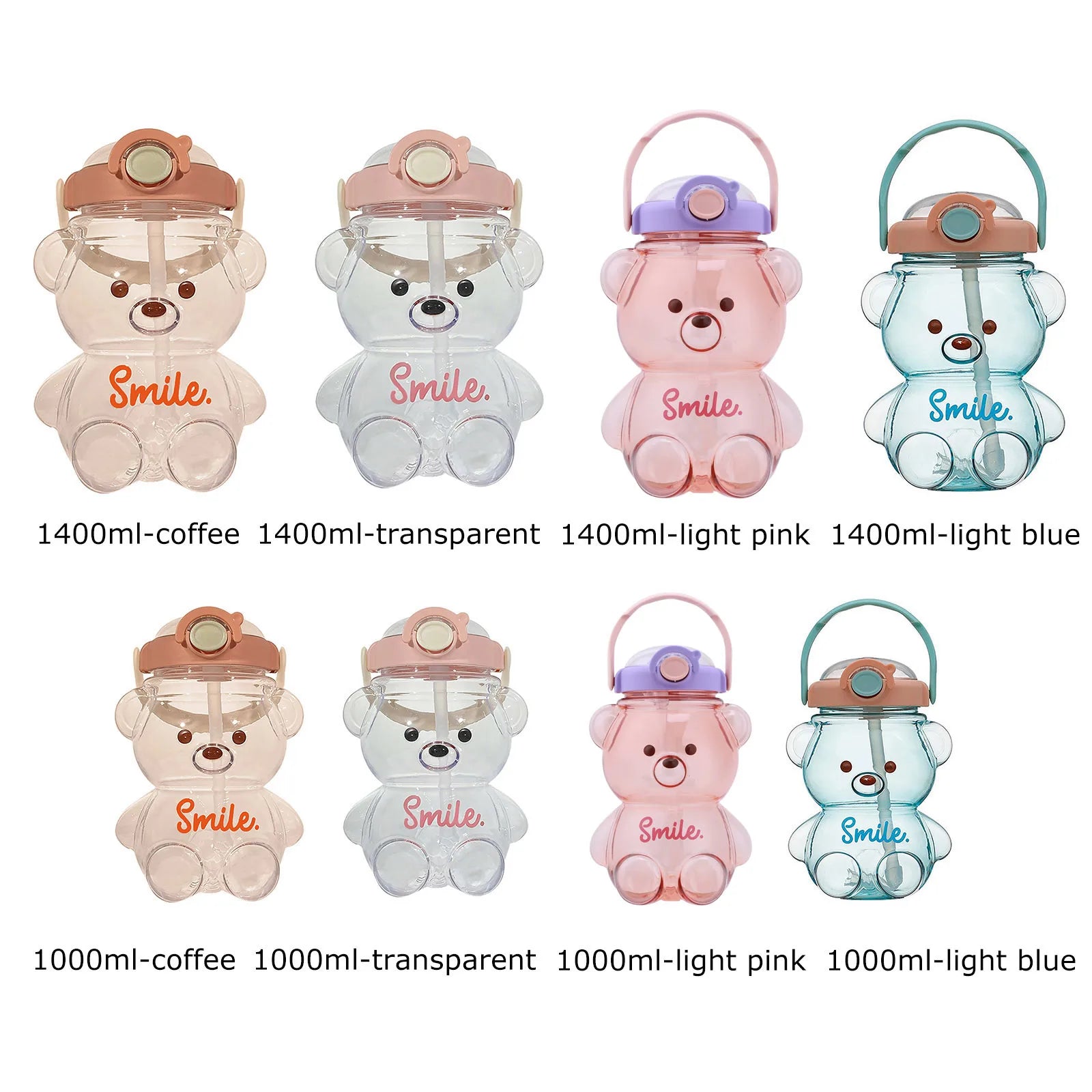 Cute Bear Cup Various Modes of Tumbler with Straw Kawaii Water Bottle