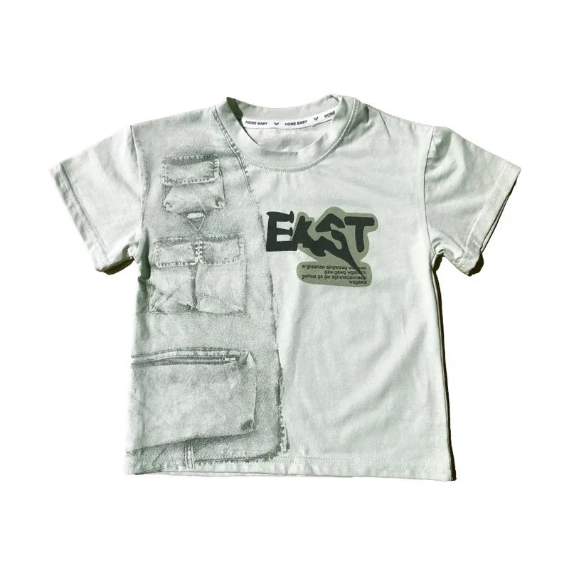 Boys Summer Clothing Set Letter Print Short Sleeved Shorts For Kids