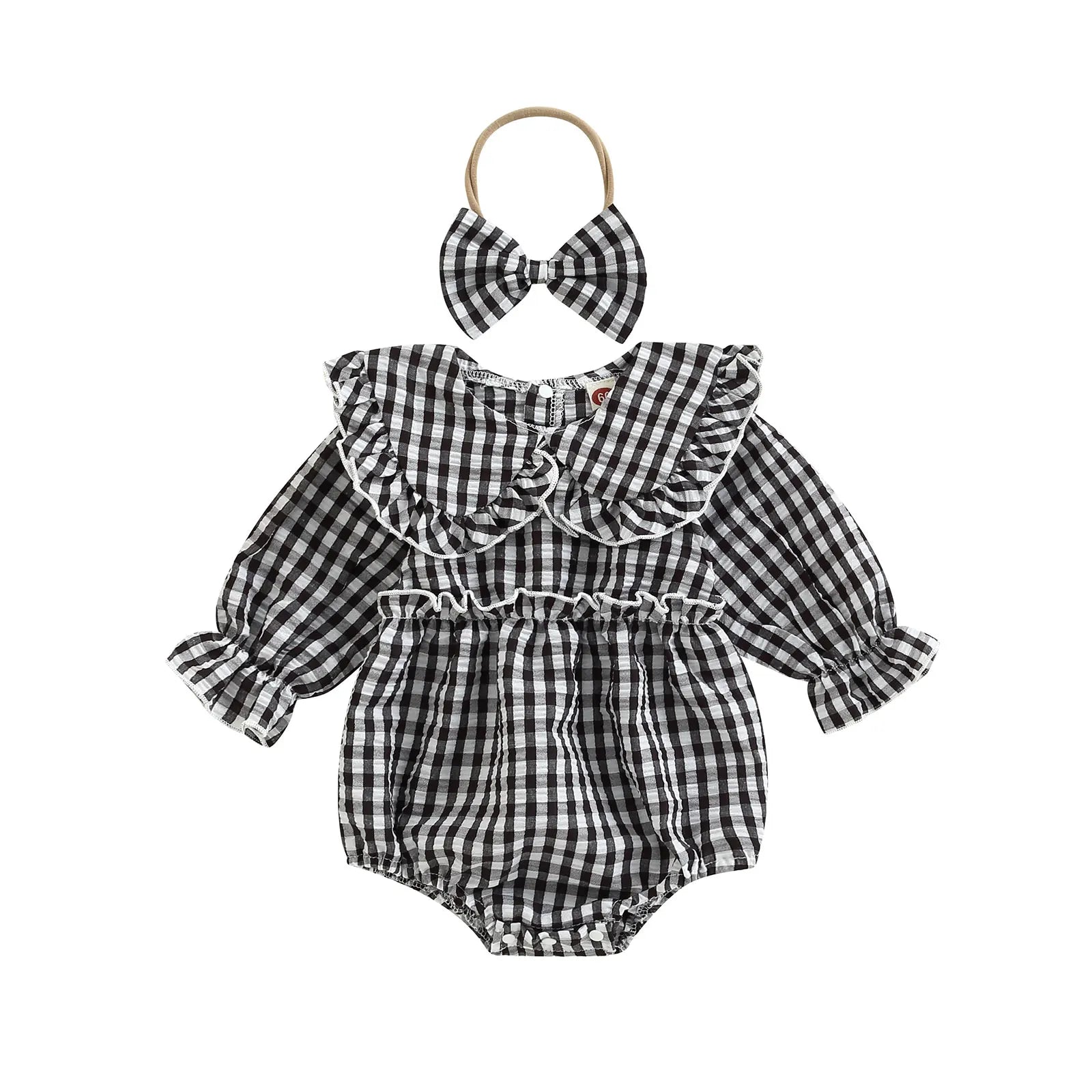 Citgeett Autumn Infant Baby Girl Fall Outfit Plaid Collar Bodysuit