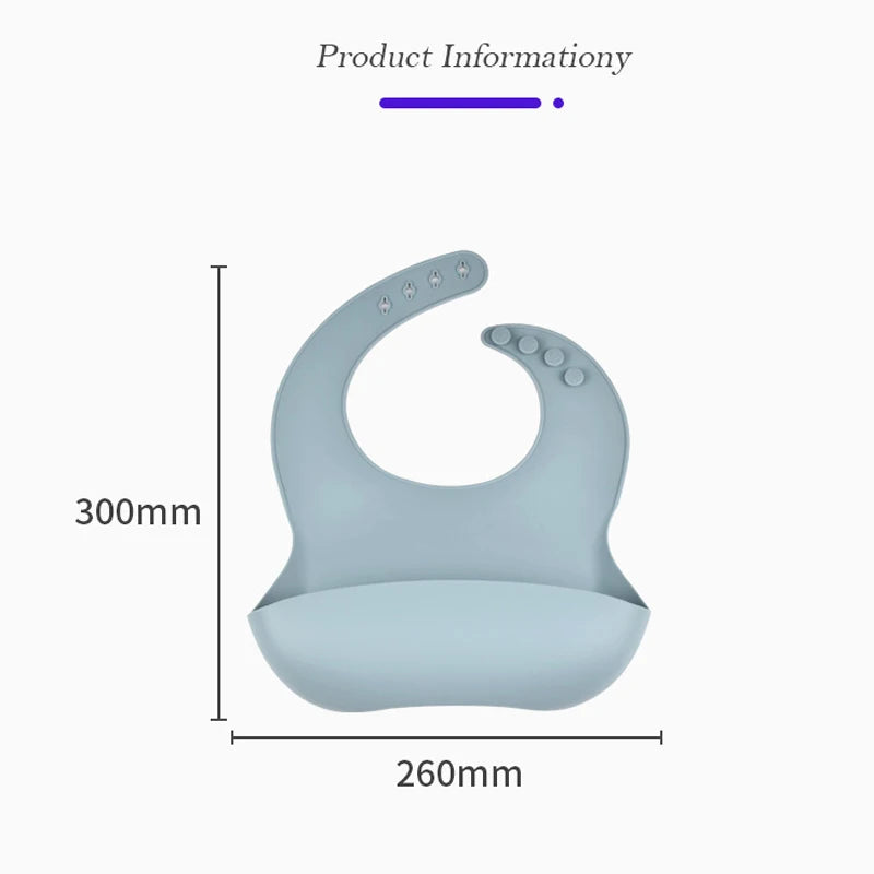 Baby Silicone Tray Bib Waterproof Soft speed Adjustable Bibs