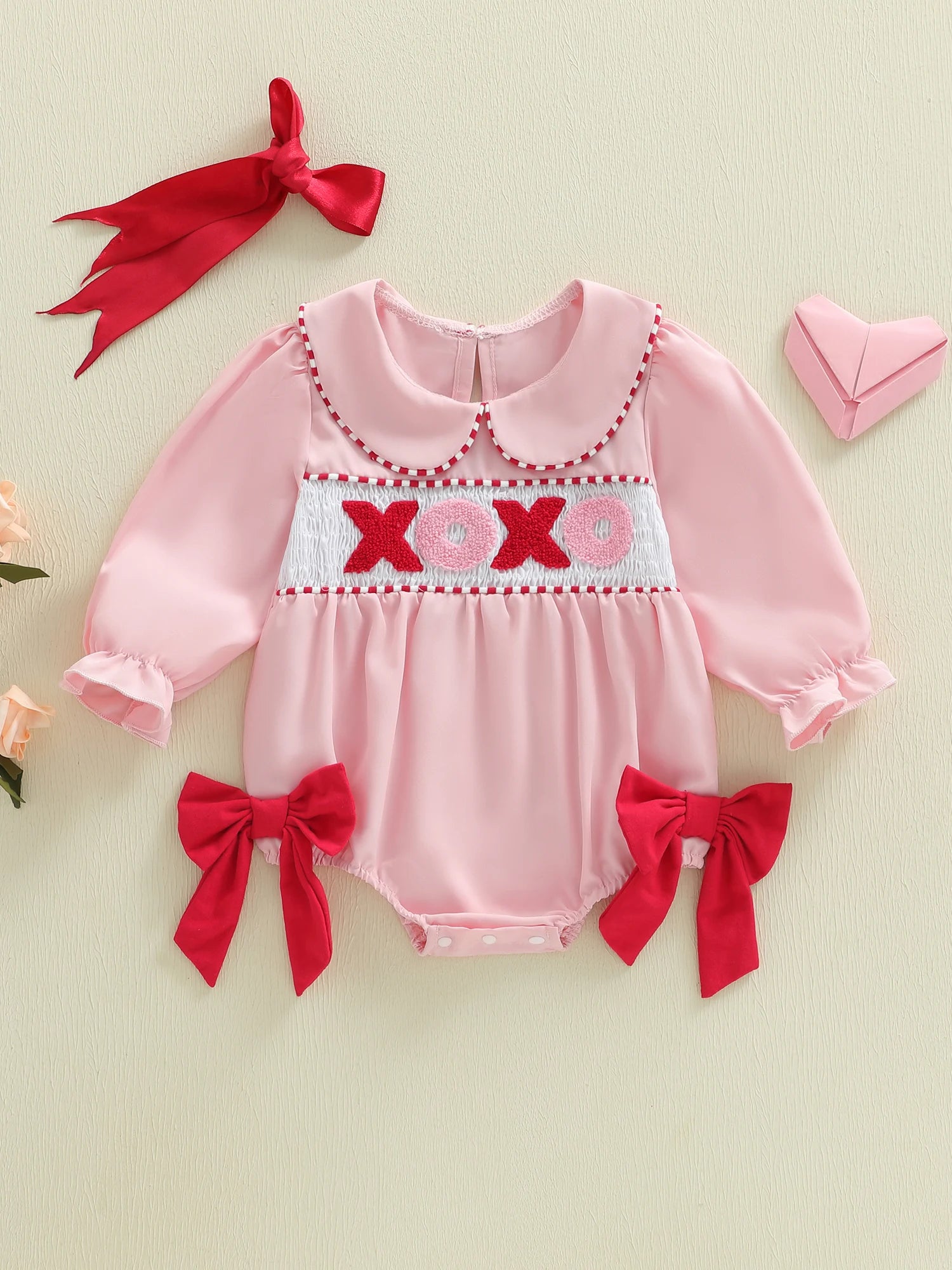 Sweetheart Baby Girl Rompers with Ruffle Sleeves and Heart Jumpsuit