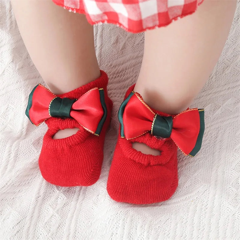 Adorable Christmas Baby Girl Non-Slip Socks with Grips Socks