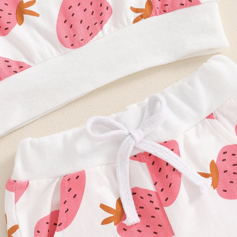 Lioraitiin Toddler Girls Fall Outfits Strawberry Print Long Sweatshirt