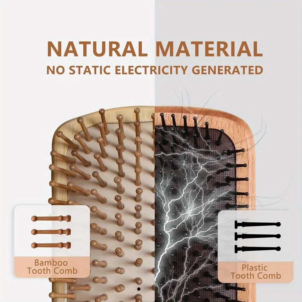 Natural bamboo paddle comb air cushion comb scalp massage