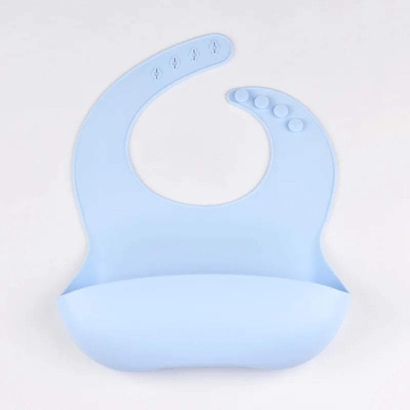 Baby Silicone Tray Bib Waterproof Soft speed Adjustable Bibs