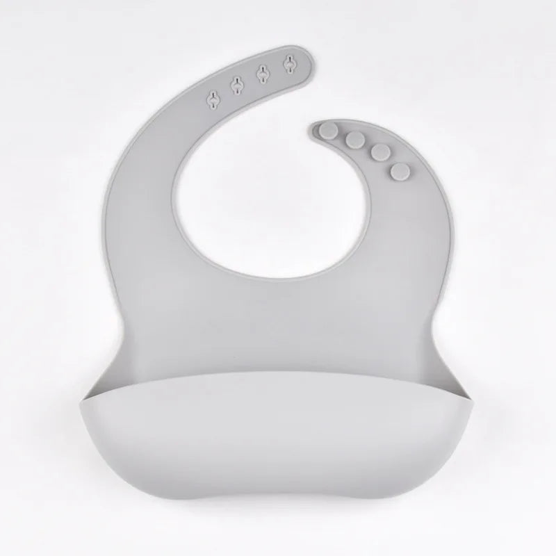 Baby Silicone Tray Bib Waterproof Soft speed Adjustable Bibs