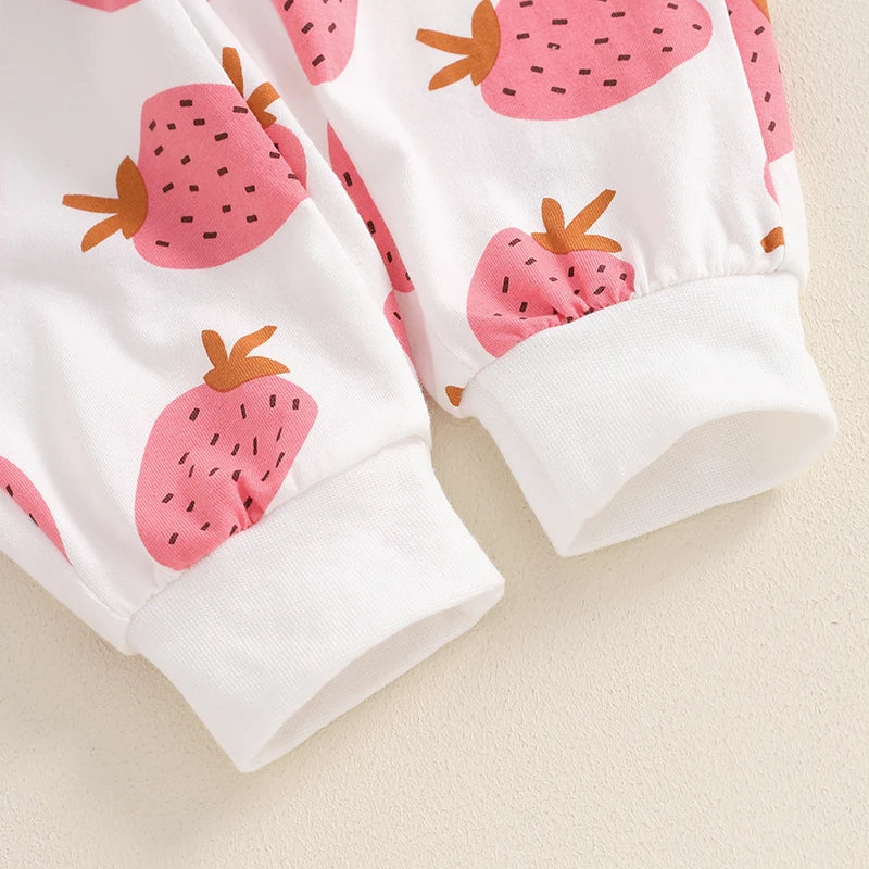 Lioraitiin Toddler Girls Fall Outfits Strawberry Print Long Sweatshirt