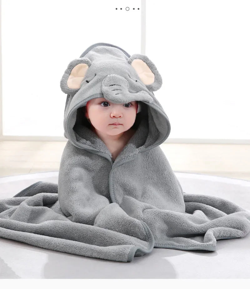 Cartoon Animal Baby Bath Towels Soft Newborn Hooded Towel