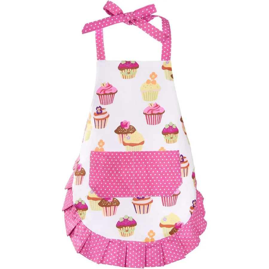 Cupcake Apron Pink Baking Bib Apron for Adjustable Kitchen Apron