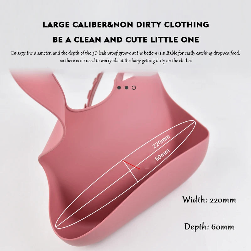 Baby Silicone Tray Bib Waterproof Soft speed Adjustable Bibs