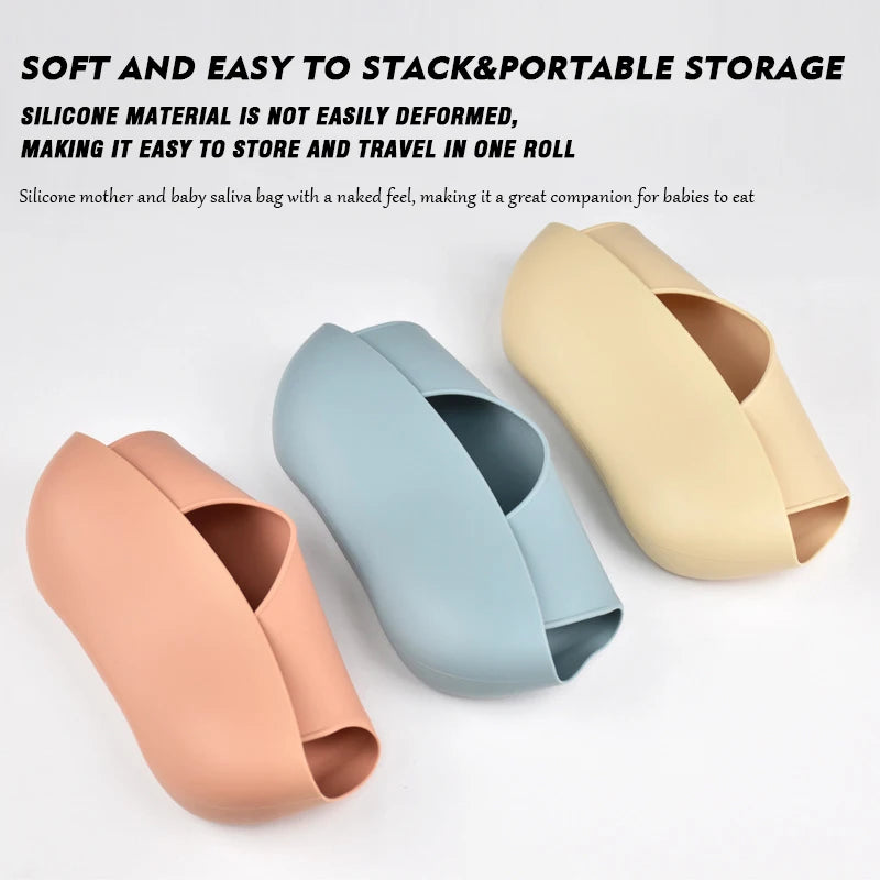 Baby Silicone Tray Bib Waterproof Soft speed Adjustable Bibs