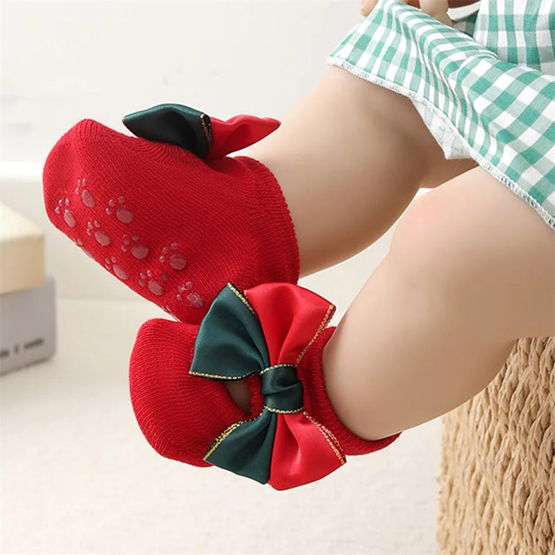 Adorable Christmas Baby Girl Non-Slip Socks with Grips Socks