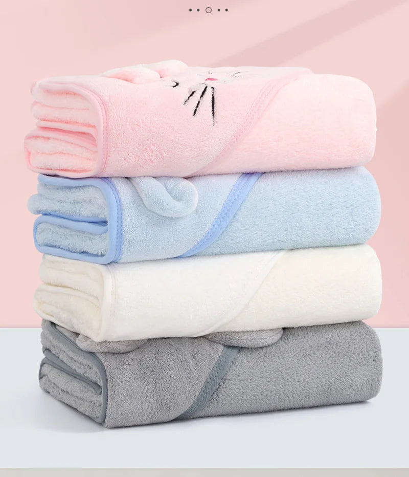 Cartoon Animal Baby Bath Towels Soft Newborn Hooded Towel