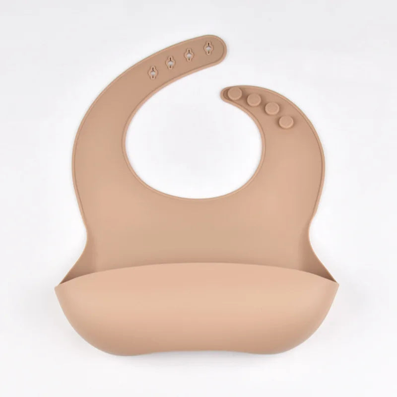 Baby Silicone Tray Bib Waterproof Soft speed Adjustable Bibs