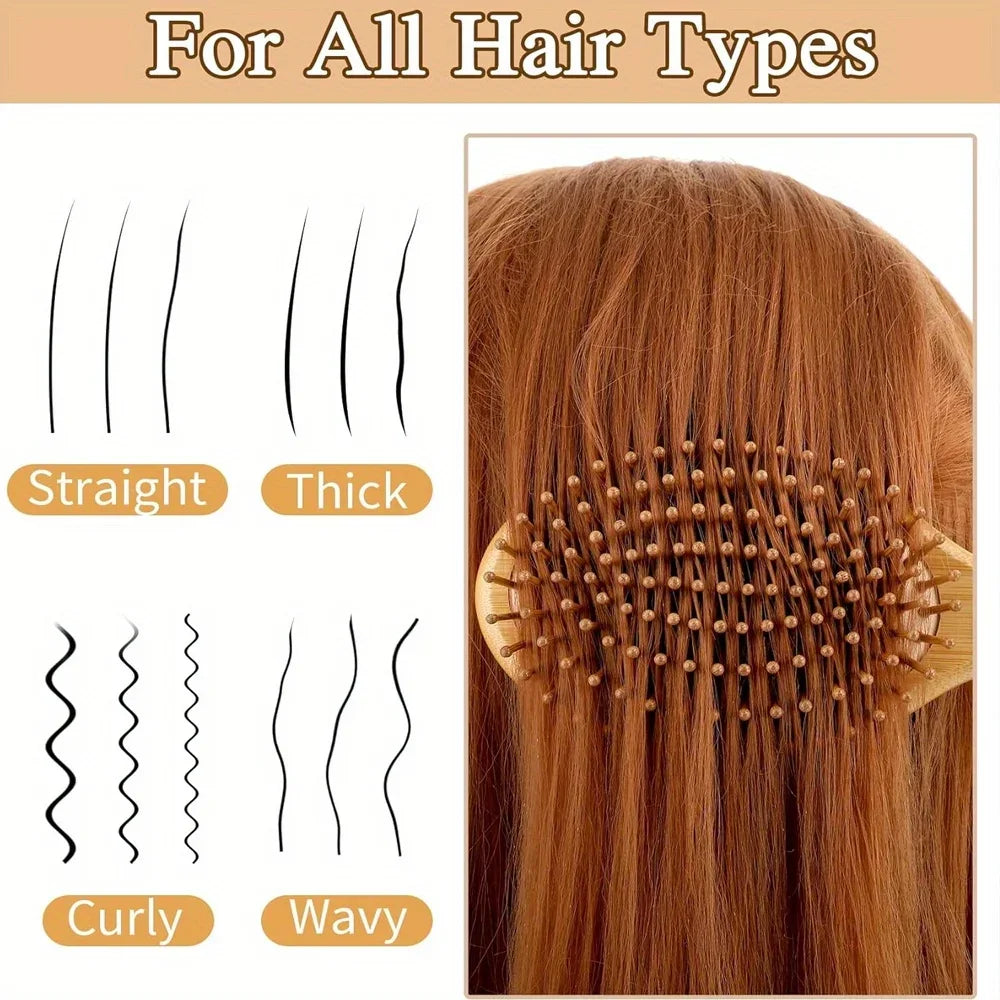 Natural bamboo paddle comb air cushion comb scalp massage