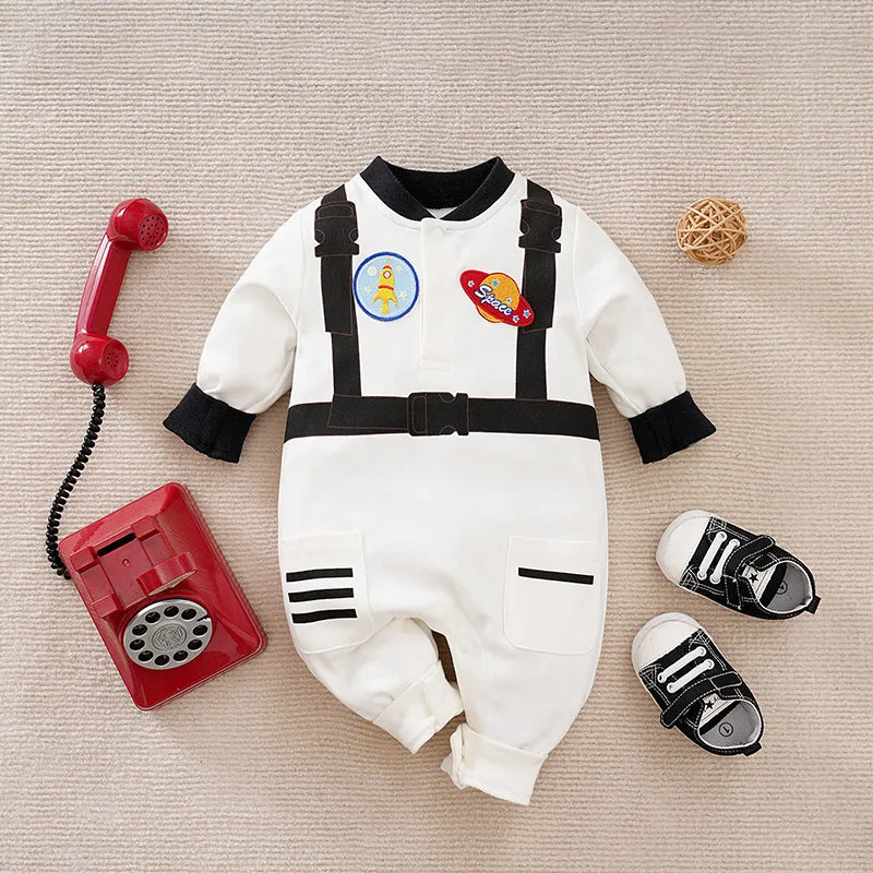 Spring And Autumn Boys And Girls Cute Astronaut Dress Up Bodysuit