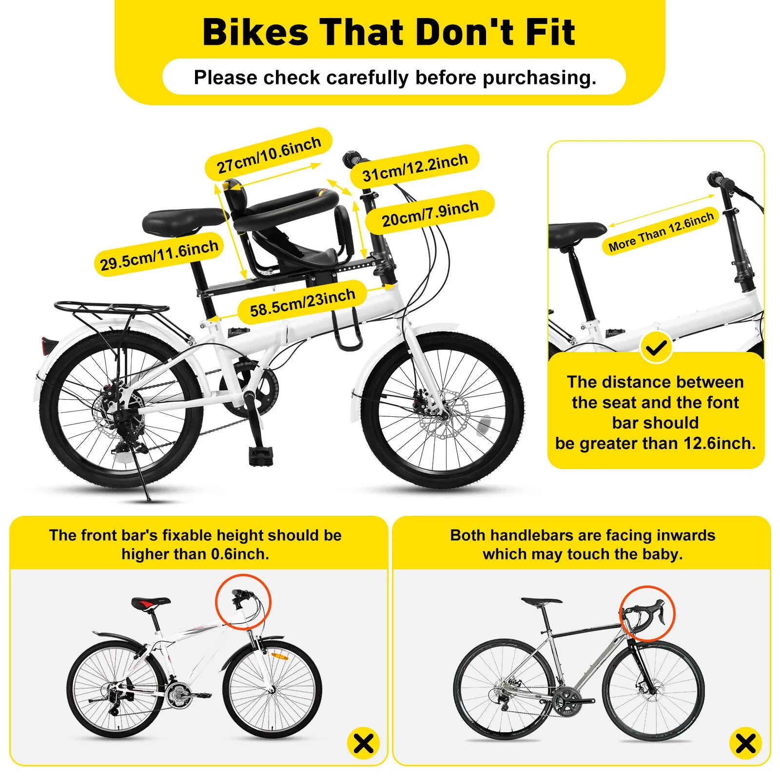 Baby Bike Safety Toddler Child Seat Kids Bicycle Chair Carrier