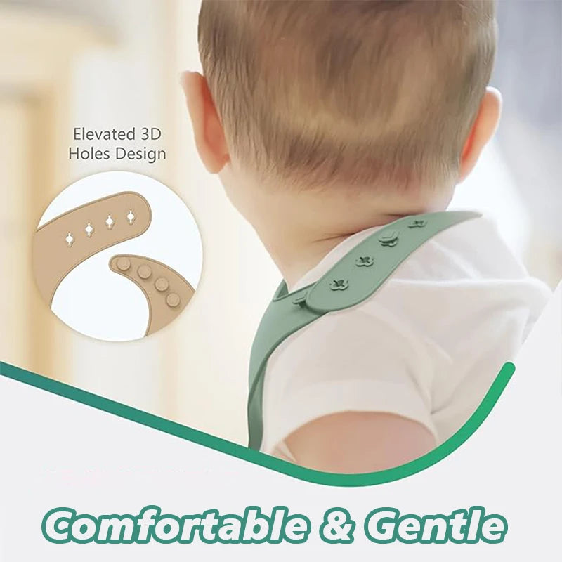Baby Silicone Tray Bib Waterproof Soft speed Adjustable Bibs