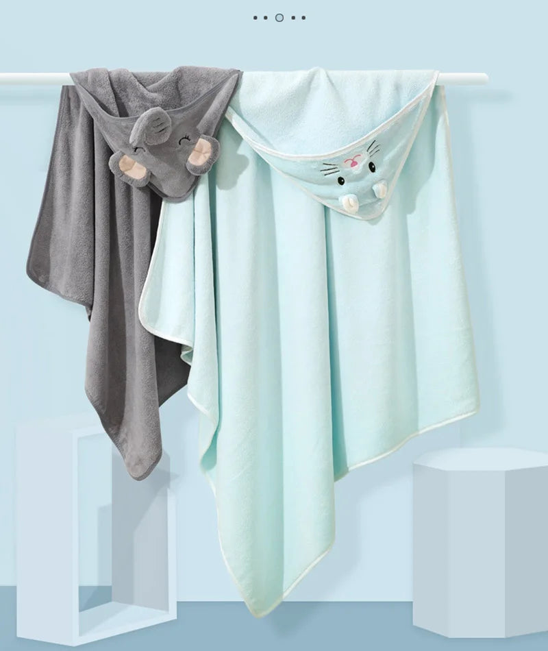 Cartoon Animal Baby Bath Towels Soft Newborn Hooded Towel