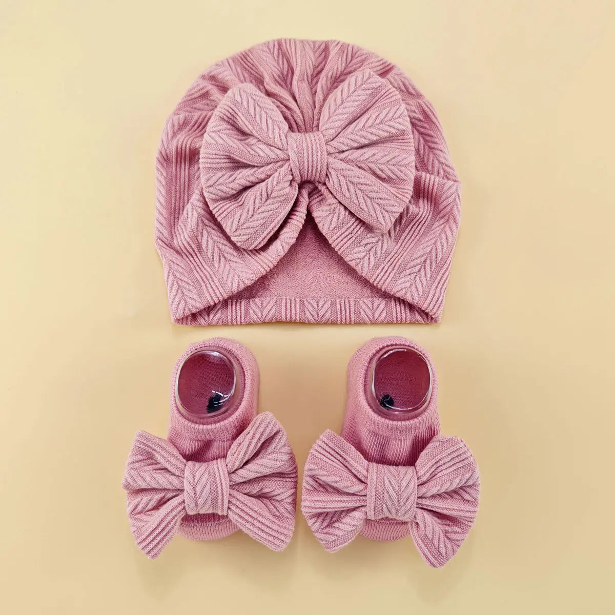 Newborn baby hat with headband gloves socks set Infant Felt Cute