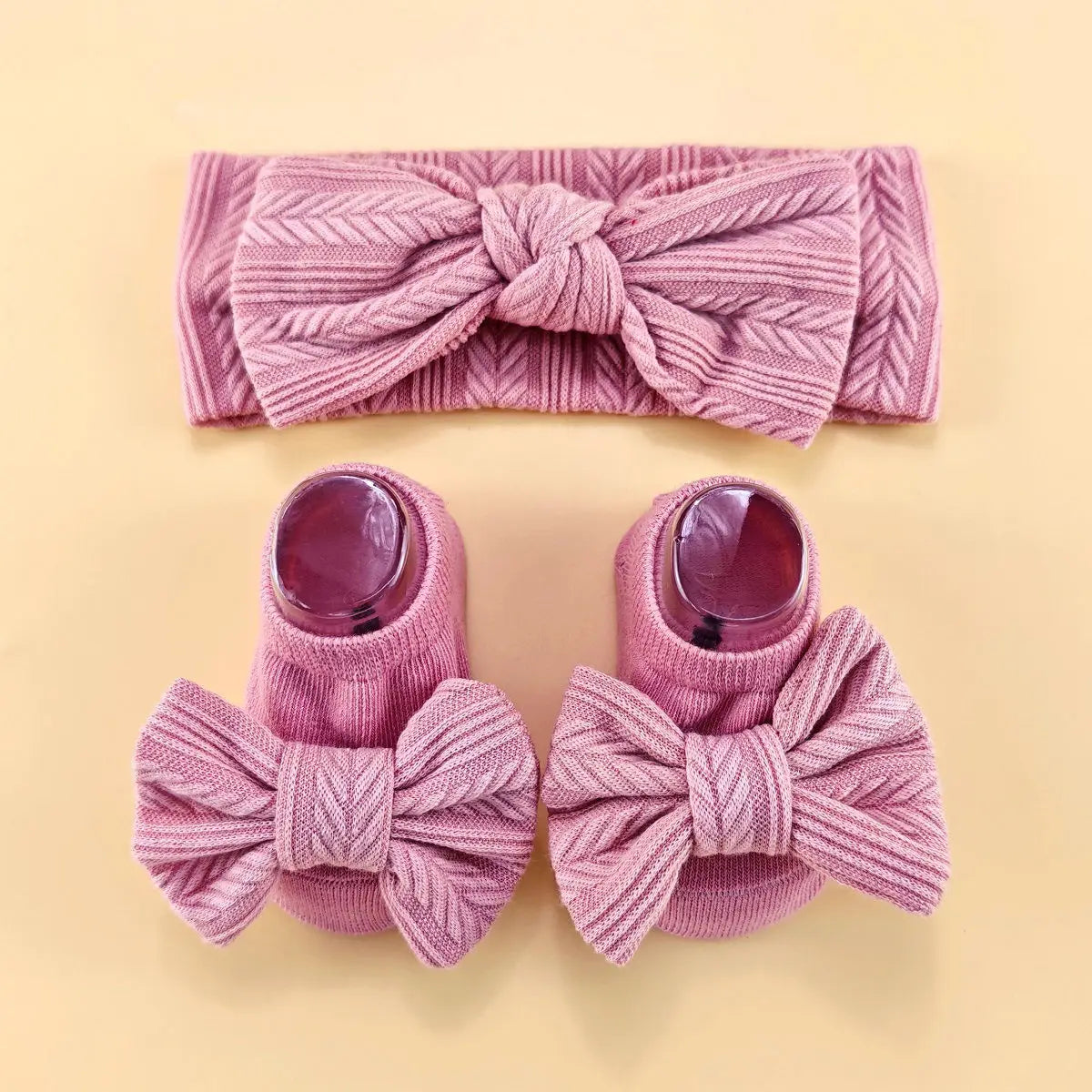 Newborn baby hat with headband gloves socks set Infant Felt Cute