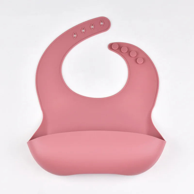 Baby Silicone Tray Bib Waterproof Soft speed Adjustable Bibs