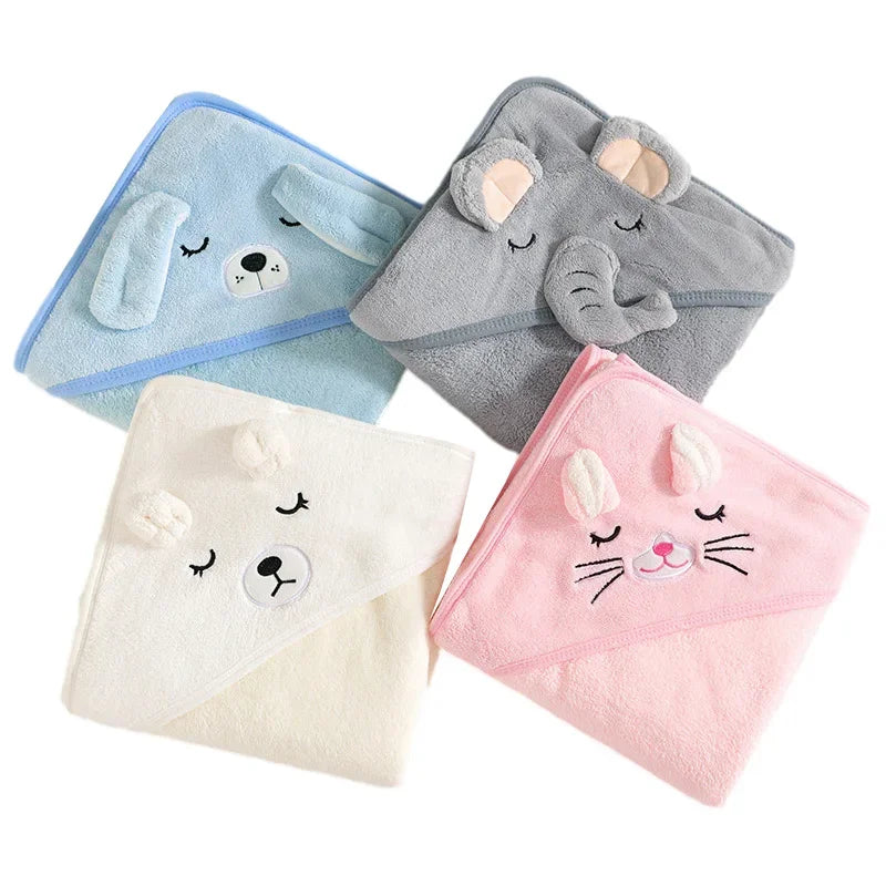 Cartoon Animal Baby Bath Towels Soft Newborn Hooded Towel