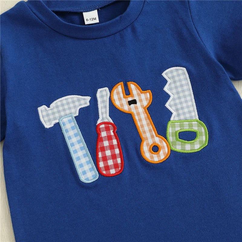 Baby Kids Boys Summer Outfits Embroidery Short Sleeves T-Shirt