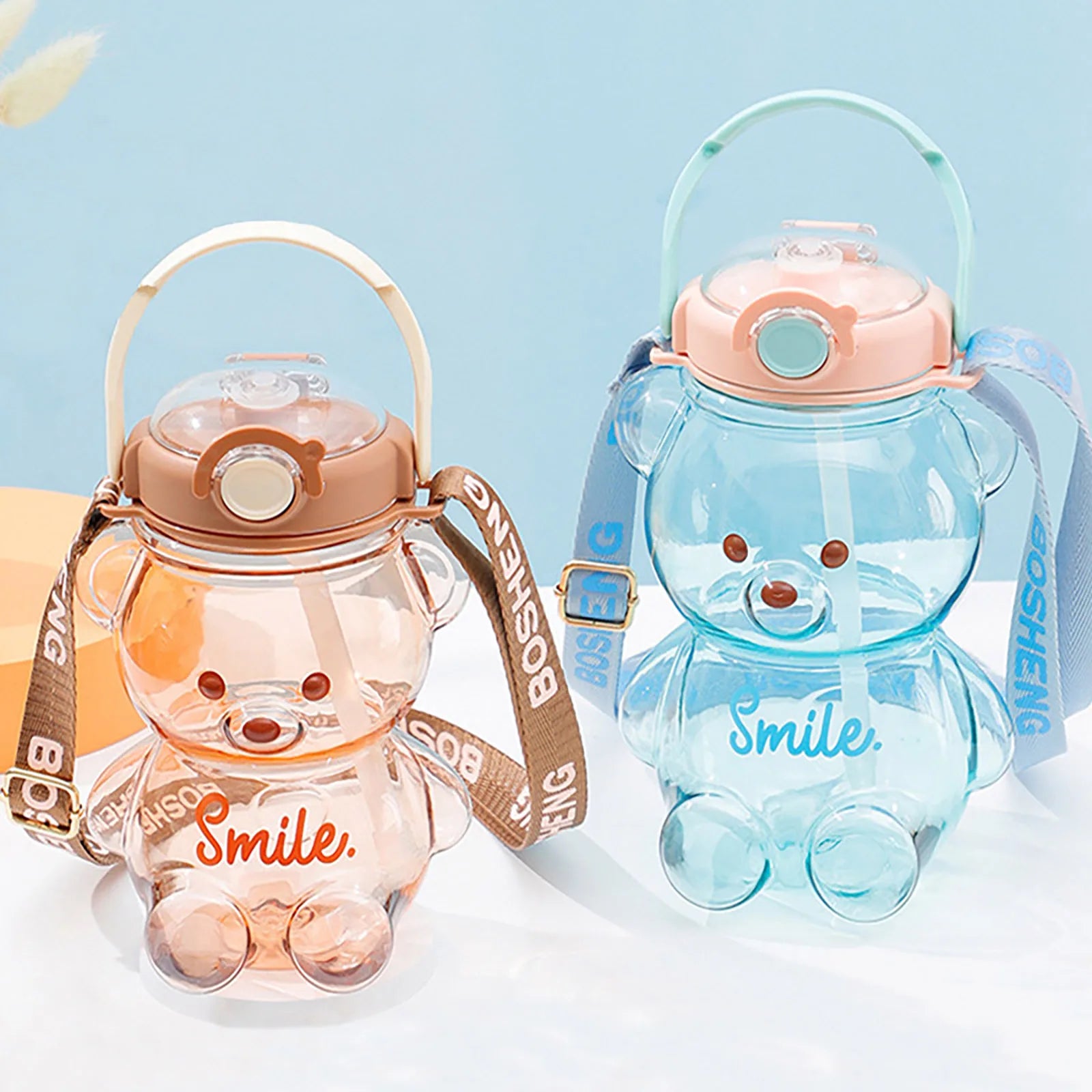 Cute Bear Cup Various Modes of Tumbler with Straw Kawaii Water Bottle