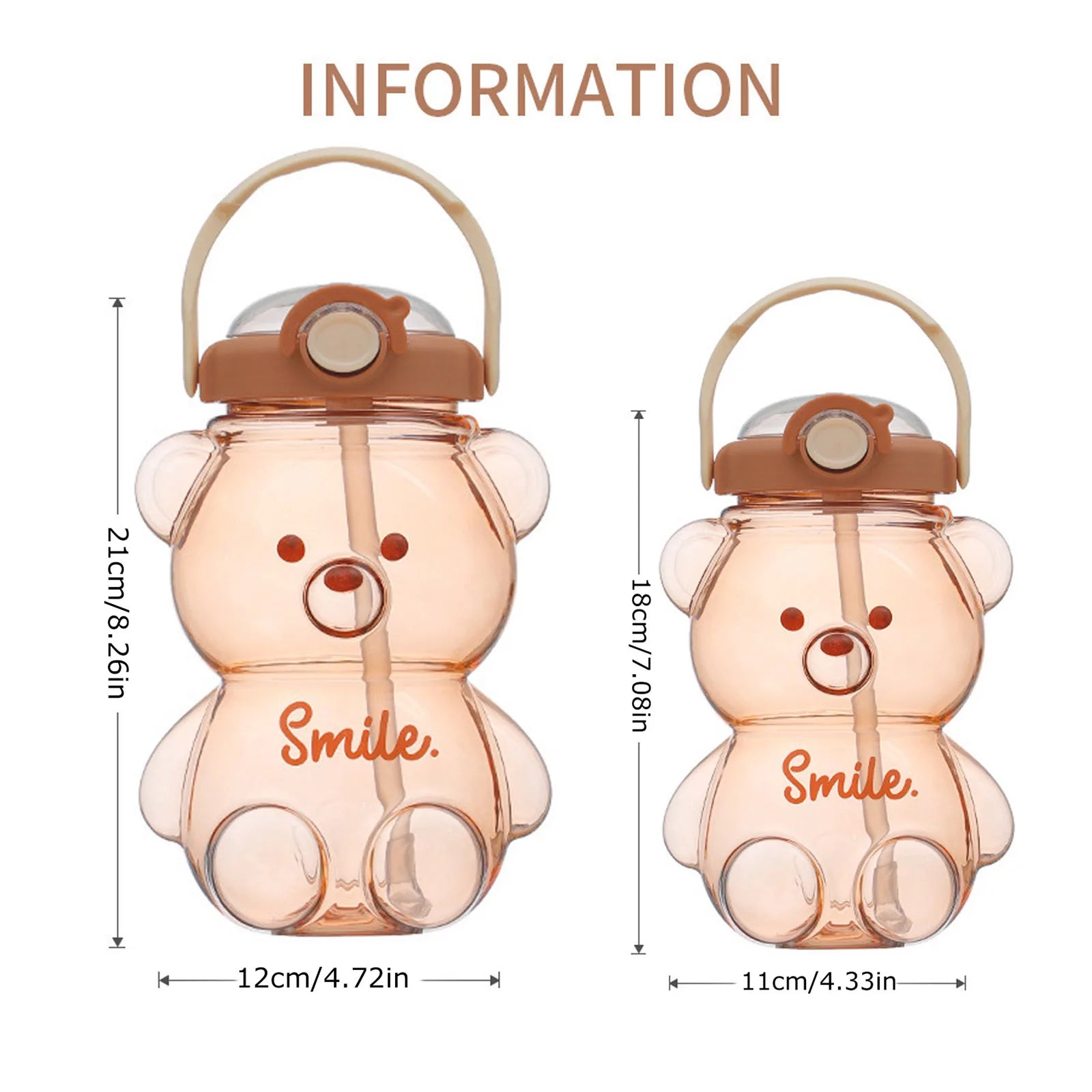 Cute Bear Cup Various Modes of Tumbler with Straw Kawaii Water Bottle
