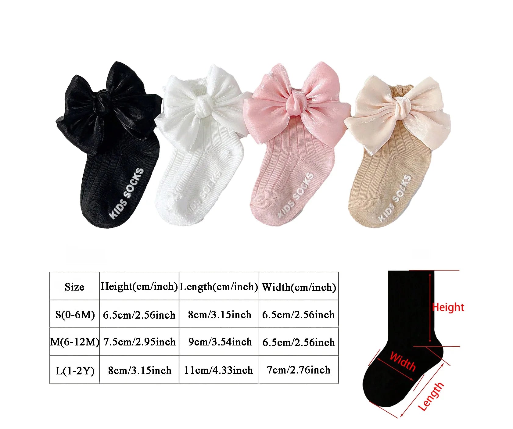 4 Pairs Baby Bow Soft Learning Step Anti Slip Floor Baby Ankle Socks