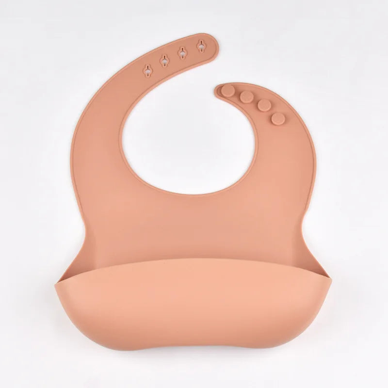 Baby Silicone Tray Bib Waterproof Soft speed Adjustable Bibs