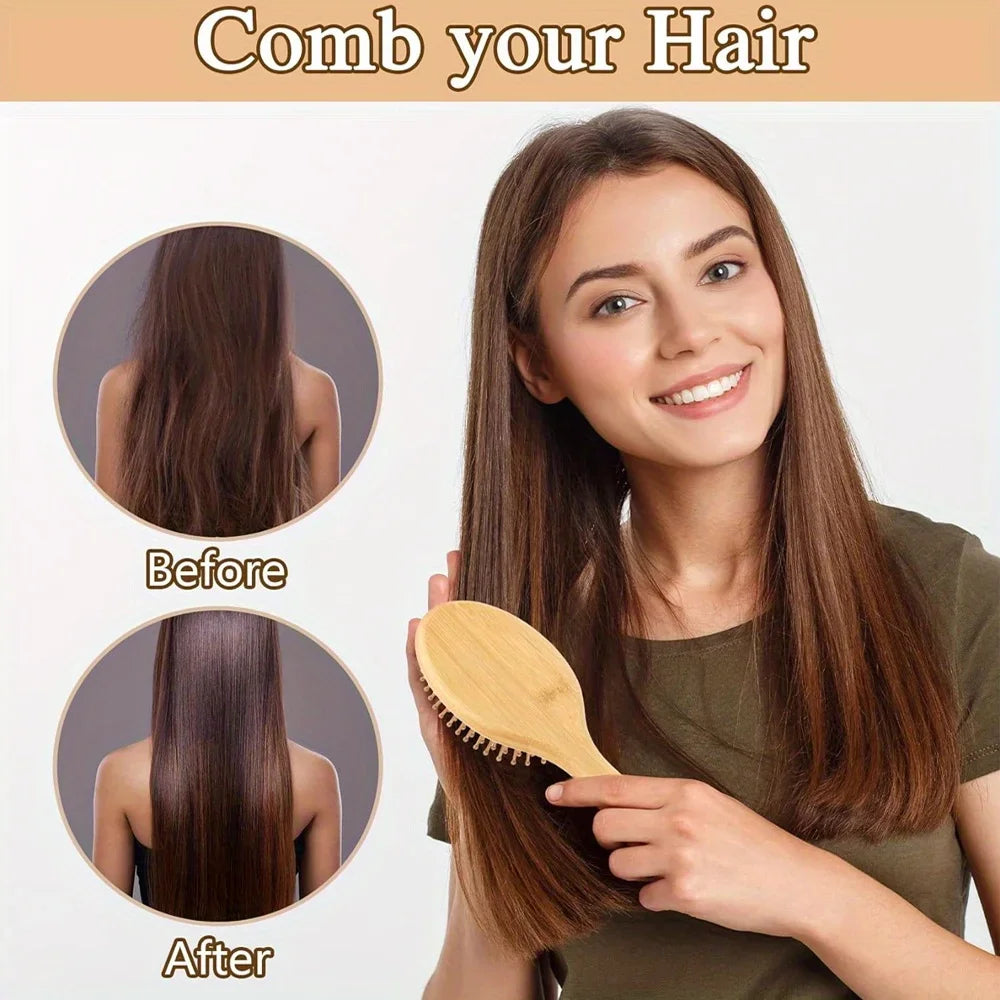 Natural bamboo paddle comb air cushion comb scalp massage